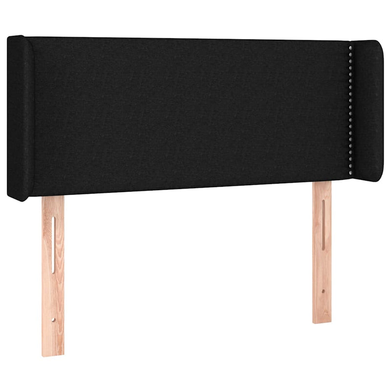 Tăblie de pat cu LED, negru, 93x16x78/88 cm, textil