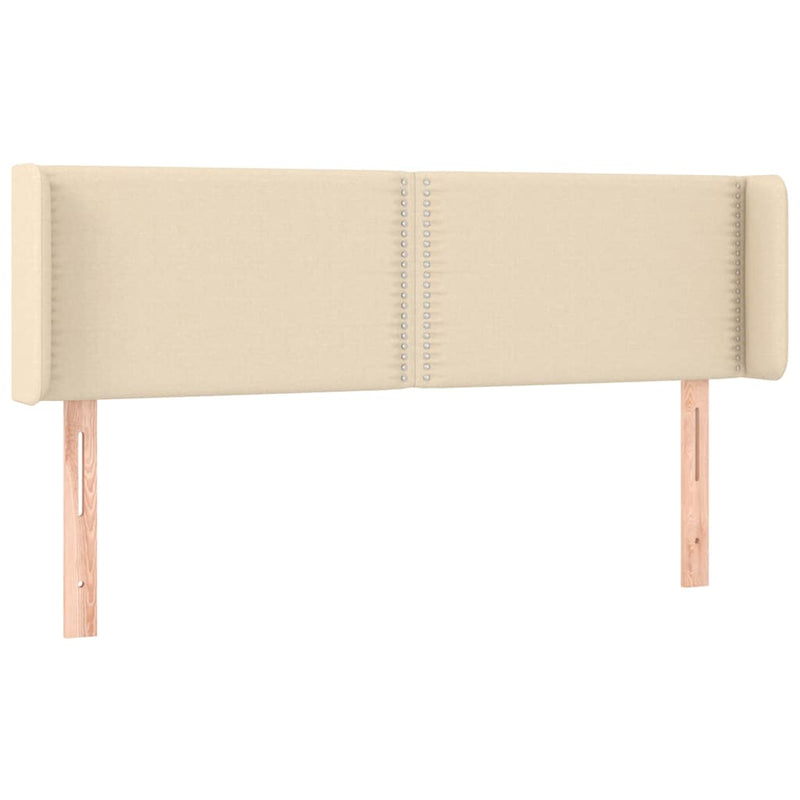 Tăblie de pat cu LED, crem, 147x16x78/88 cm, textil