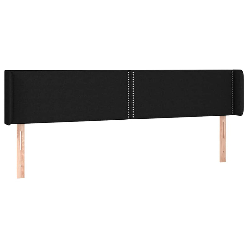 Tăblie de pat cu LED, negru, 183x16x78/88 cm, textil