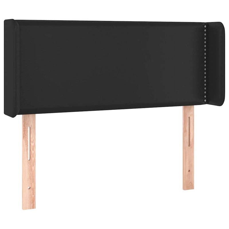 Tăblie de pat cu LED, negru, 83x16x78/88 cm, piele ecologică