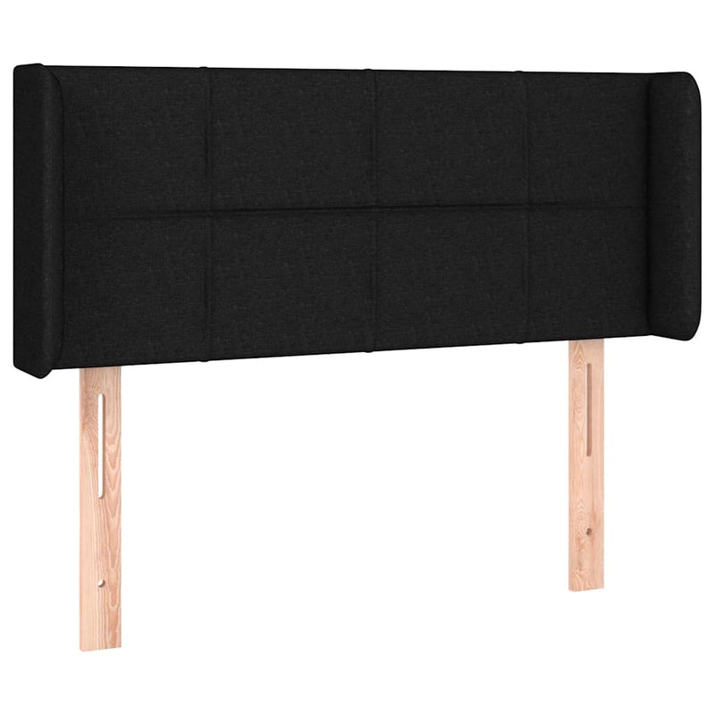 Tăblie de pat cu LED, negru, 83x16x78/88 cm, textil