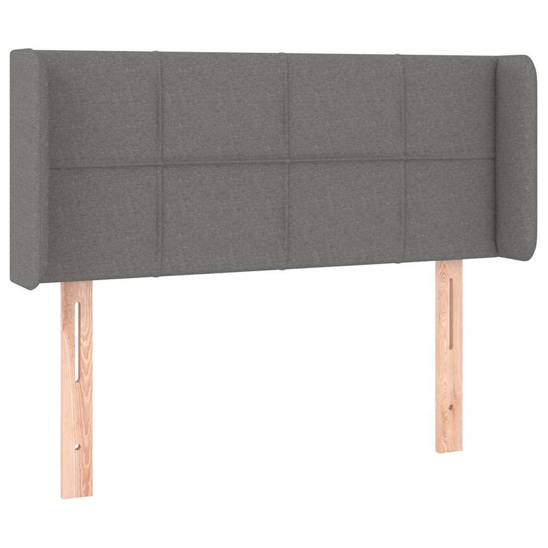 Tăblie de pat cu LED, gri închis, 93x16x78/88 cm, textil