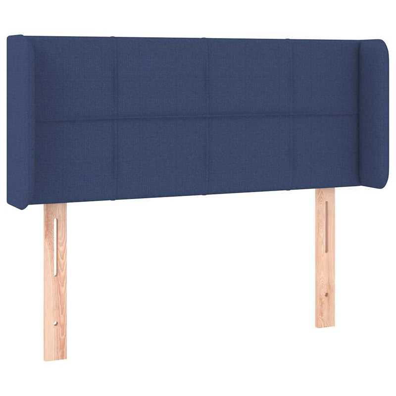 Tăblie de pat cu LED, albastru, 93x16x78/88 cm, textil