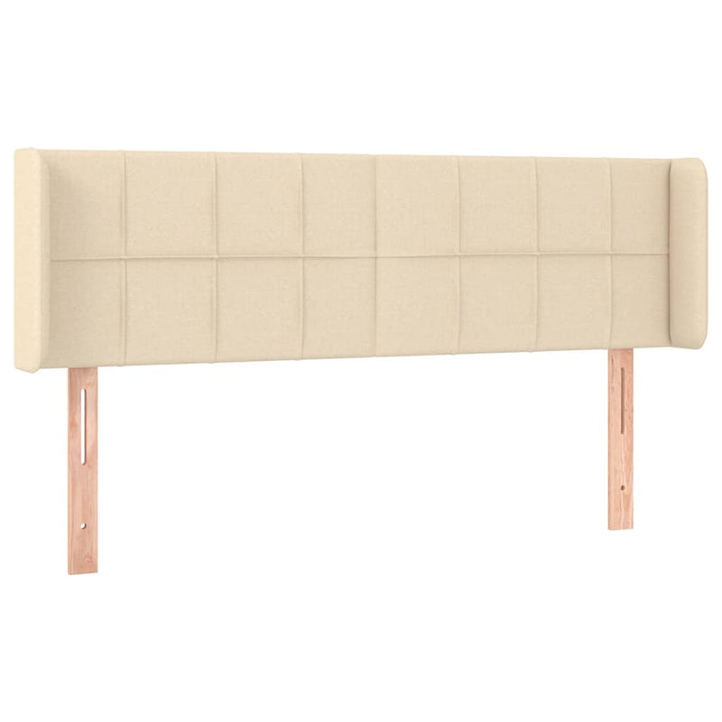 Tăblie de pat cu LED, crem, 147x16x78/88 cm material textil