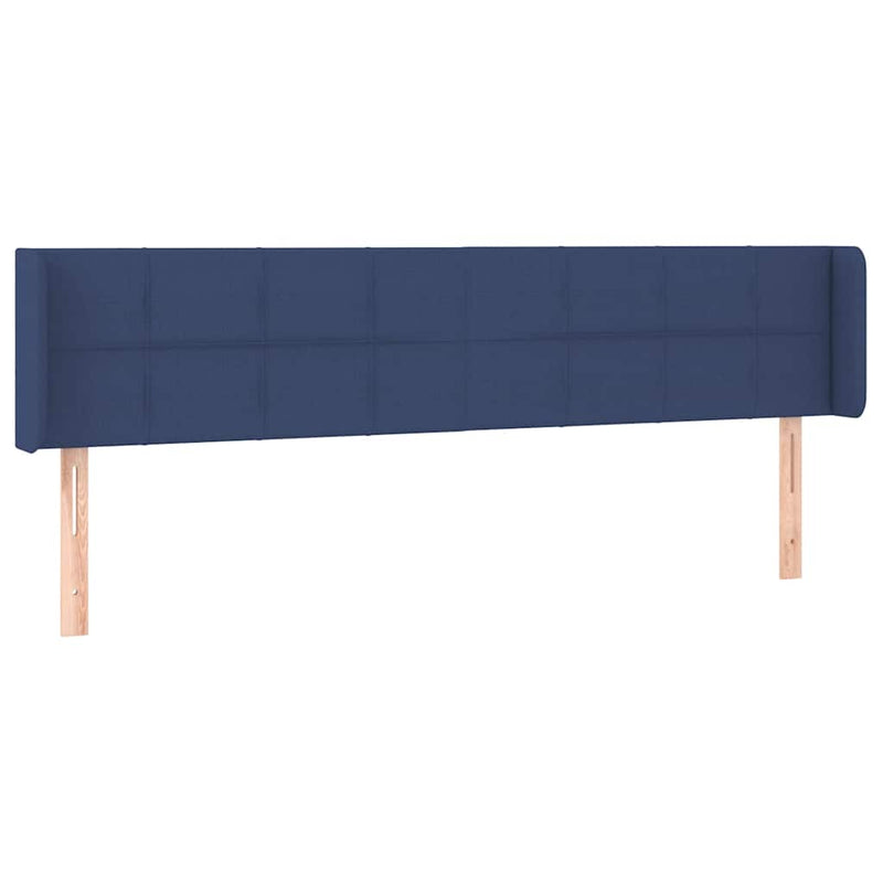 Tăblie de pat cu LED, albastru, 183x16x78/88 cm, textil