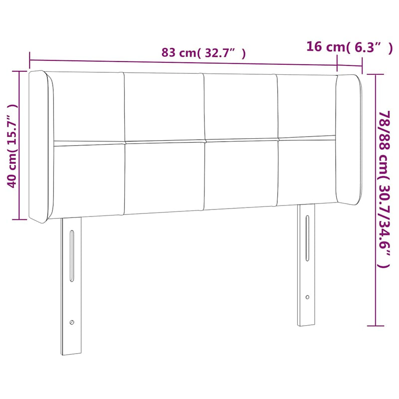 Tăblie de pat cu LED, verde închis, 83x16x78/88 cm, catifea