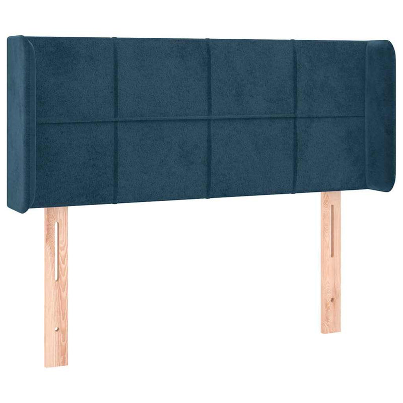 Tăblie de pat cu LED, albastru închis, 93x16x78/88 cm, catifea