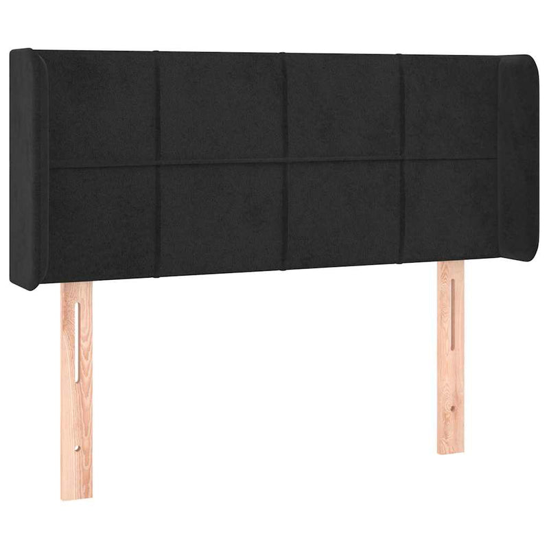 Tăblie de pat cu LED, negru, 103x16x78/88 cm, catifea
