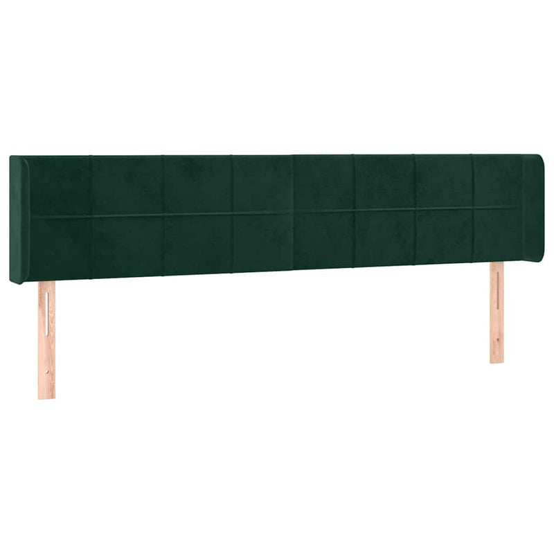 Tăblie de pat cu LED, verde închis, 183x16x78/88 cm, catifea