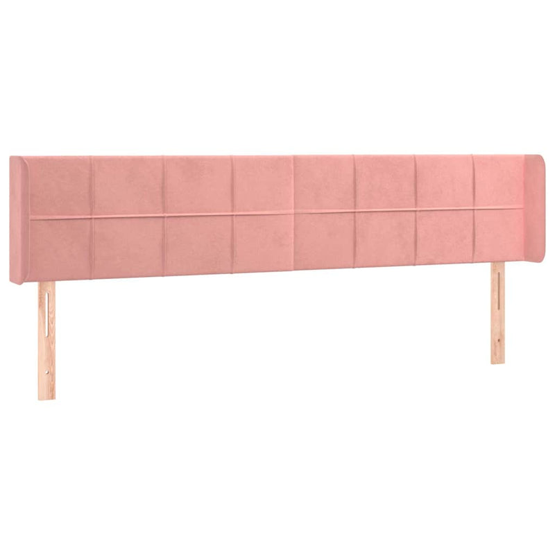Tăblie de pat cu LED, roz, 183x16x78/88 cm, catifea