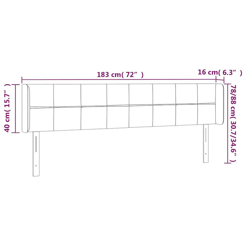 Tăblie de pat cu LED, roz, 183x16x78/88 cm, catifea