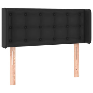 Tăblie de pat cu LED, negru, 103x16x78/88 cm, piele ecologică