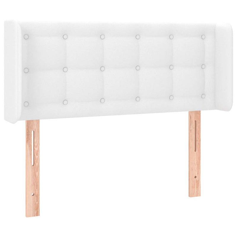 Tăblie de pat cu LED, alb, 103x16x78/88 cm, piele ecologică