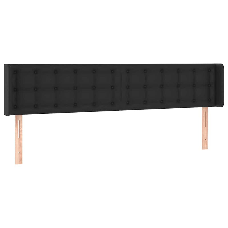 Tăblie de pat cu LED, negru, 163x16x78/88 cm, piele ecologică