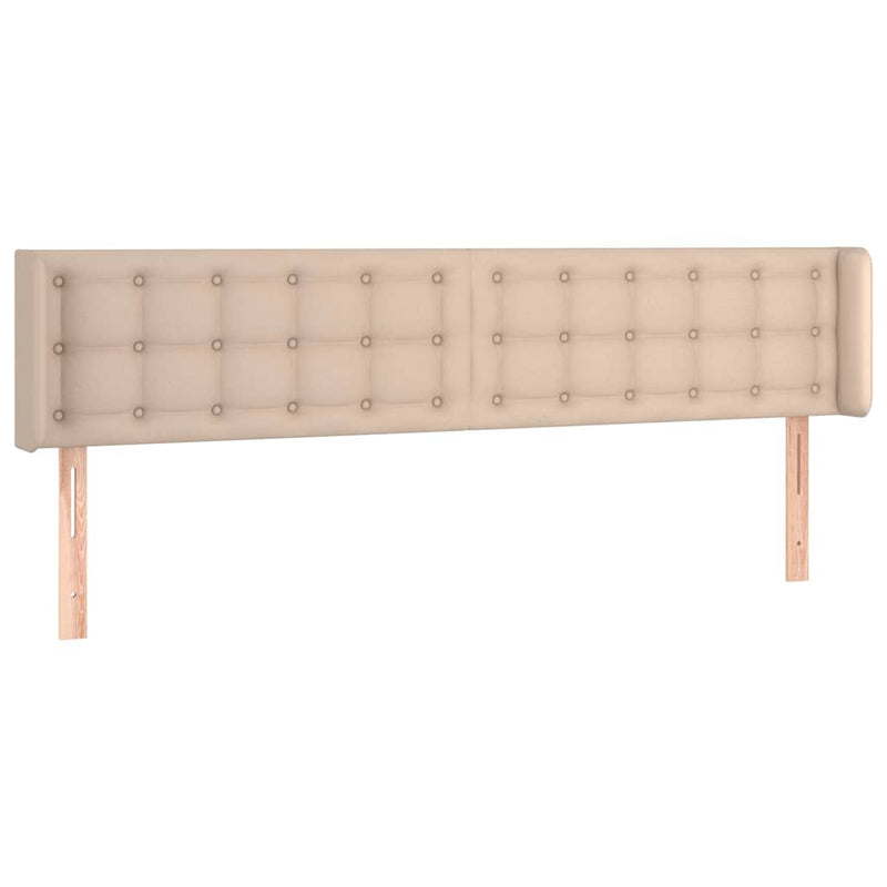 Tăblie de pat cu LED, cappuccino 203x16x78/88cm piele ecologică