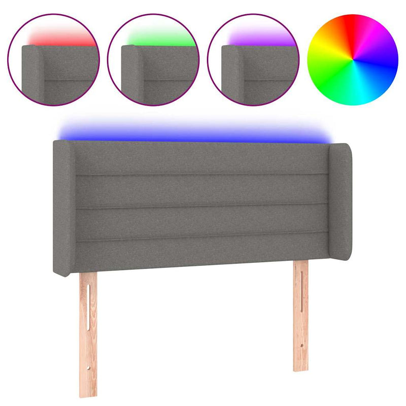 Tăblie de pat cu LED, gri închis, 83x16x78/88 cm, textil