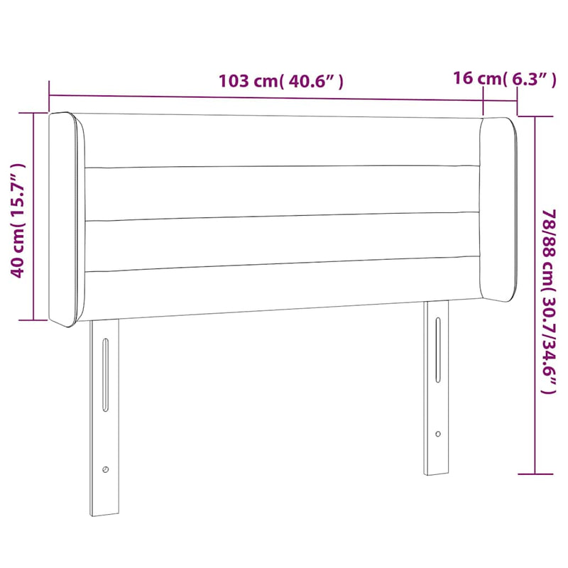 Tăblie de pat cu LED, crem, 103x16x78/88 cm, textil