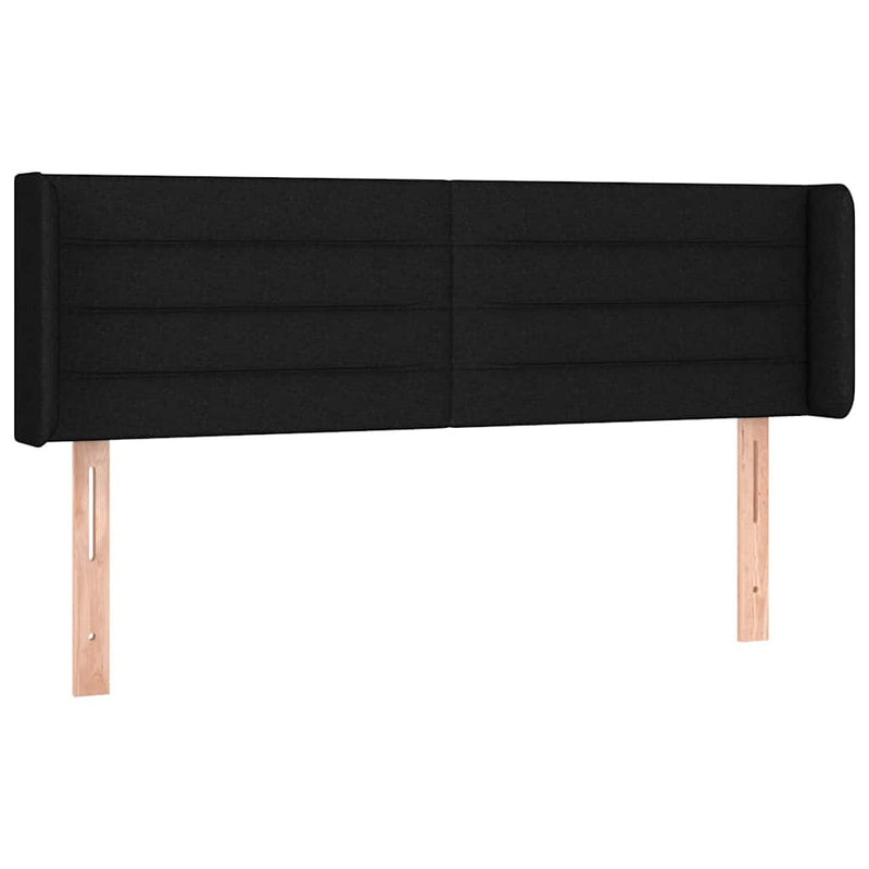 Tăblie de pat cu LED, negru, 147x16x78/88 cm, textil