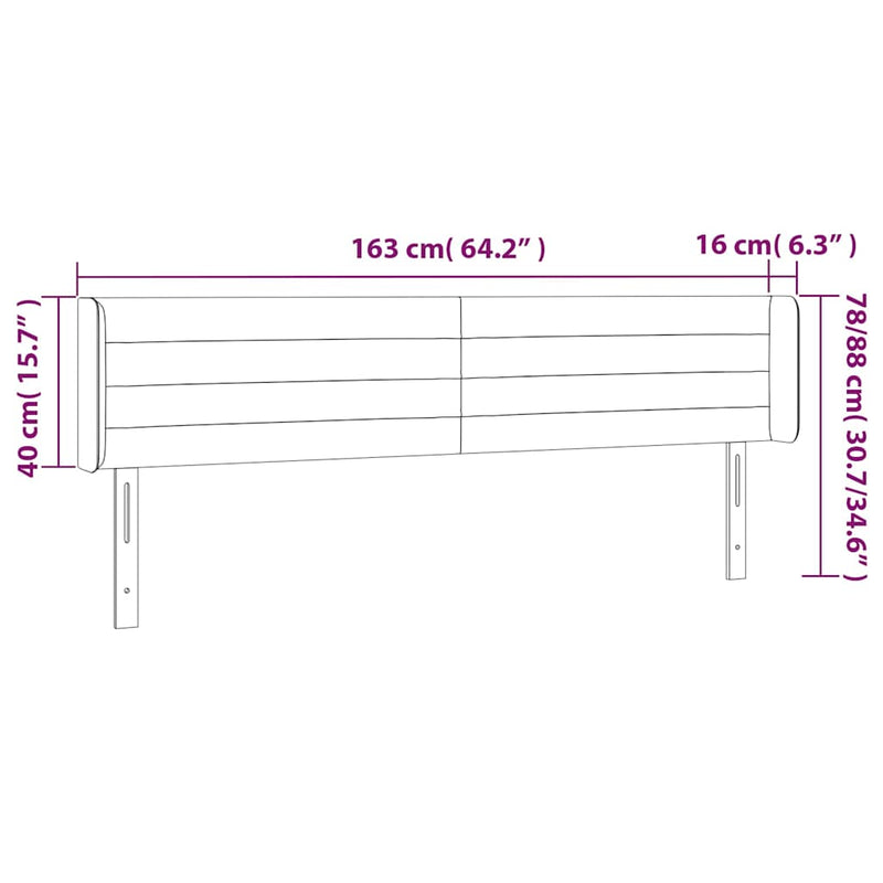 Tăblie de pat cu LED, crem, 163x16x78/88 cm, textil
