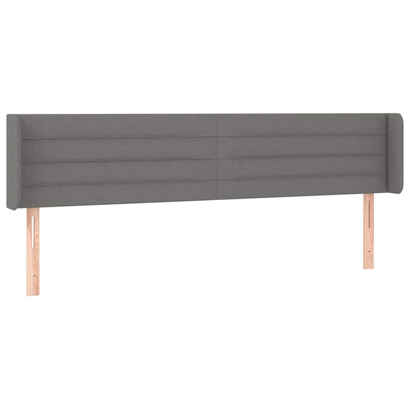 Tăblie de pat cu LED, gri închis, 203x16x78/88 cm, textil