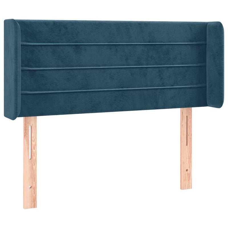 Tăblie de pat cu LED, albastru închis, 93x16x78/88 cm, catifea
