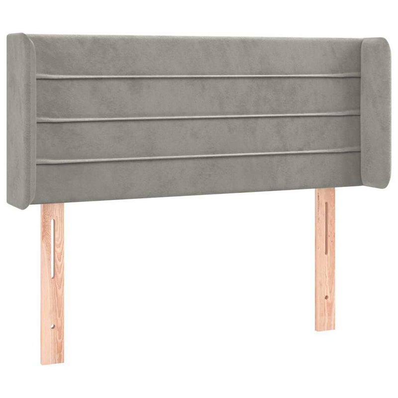 Tăblie de pat cu LED, gri deschis, 103x16x78/88 cm, catifea
