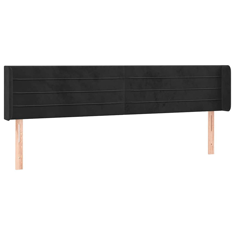Tăblie de pat cu LED, negru, 163x16x78/88 cm, catifea