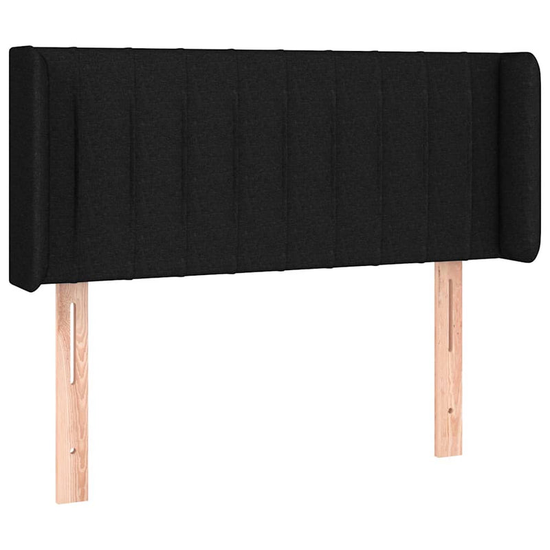 Tăblie de pat cu LED, negru, 93x16x78/88 cm, textil