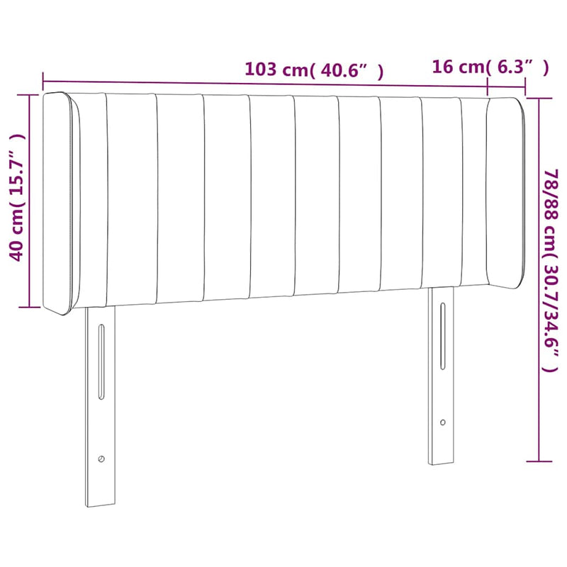 Tăblie de pat cu LED, crem, 103x16x78/88 cm, textil