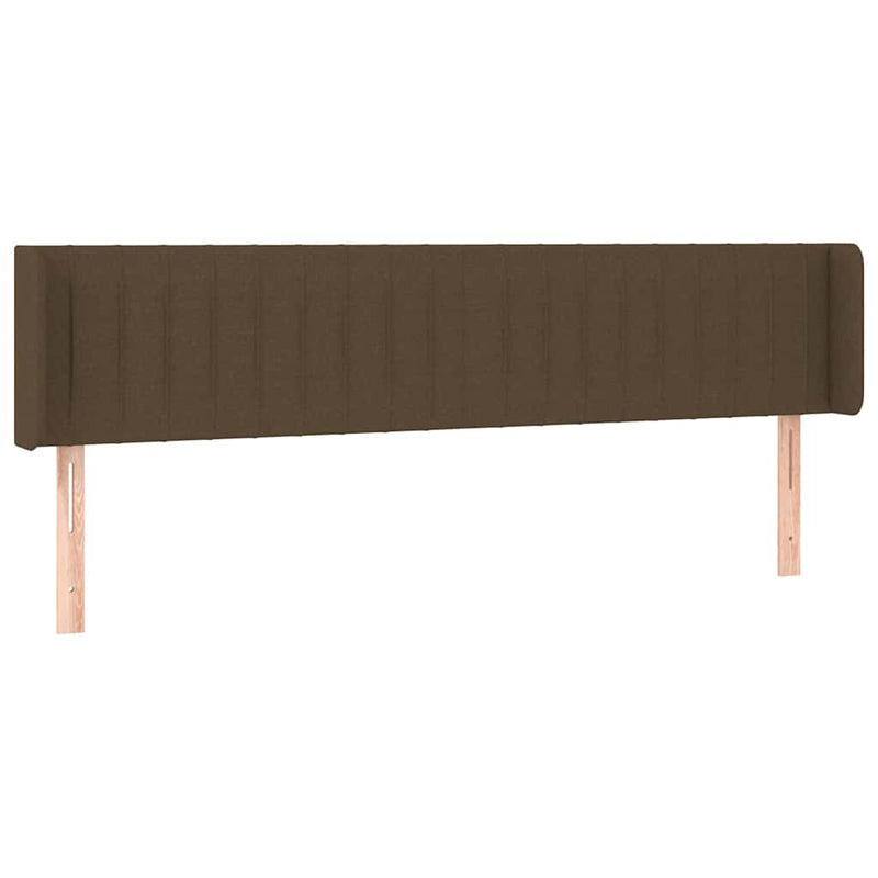 Tăblie de pat cu LED, maro închis, 163x16x78/88 cm, textil