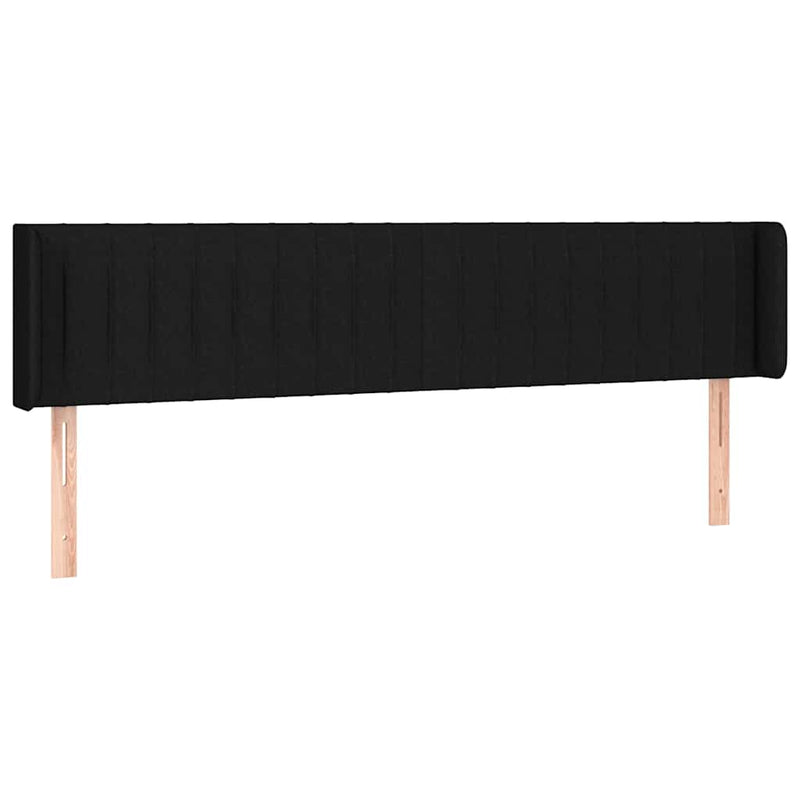 Tăblie de pat cu LED, negru, 203x16x78/88 cm, textil
