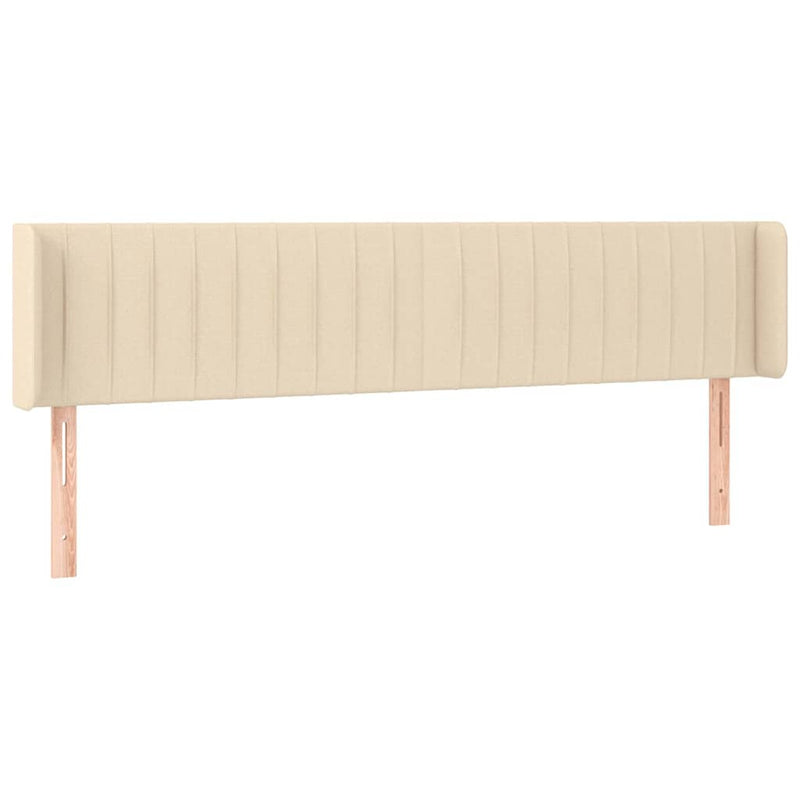Tăblie de pat cu LED, crem, 203x16x78/88 cm, textil