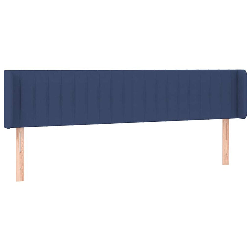 Tăblie de pat cu LED, albastru, 203x16x78/88 cm, textil