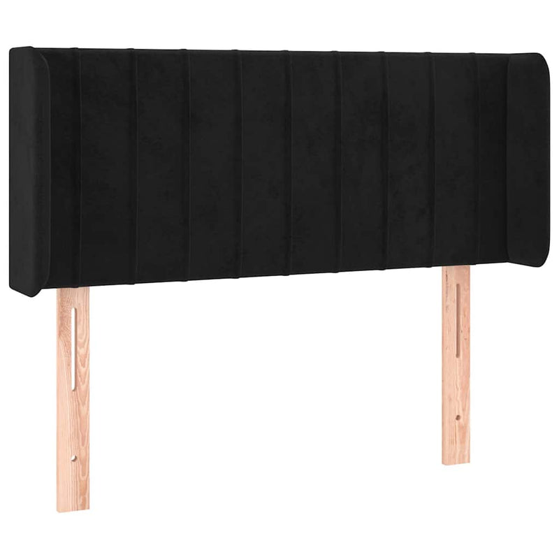 Tăblie de pat cu LED, negru, 103x16x78/88 cm, catifea
