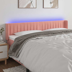 Tăblie de pat cu LED, roz, 183x16x78/88 cm, catifea