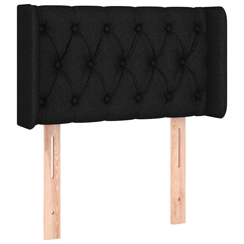 Tăblie de pat cu LED, negru, 83x16x78/88 cm, textil
