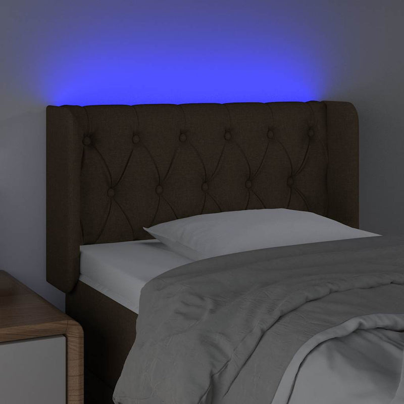 Tăblie de pat cu LED, negru, 83x16x78/88 cm, textil
