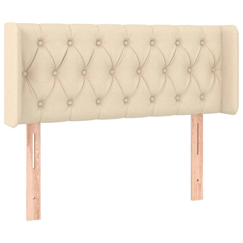 Tăblie de pat cu LED, crem, 103x16x78/88 cm, textil