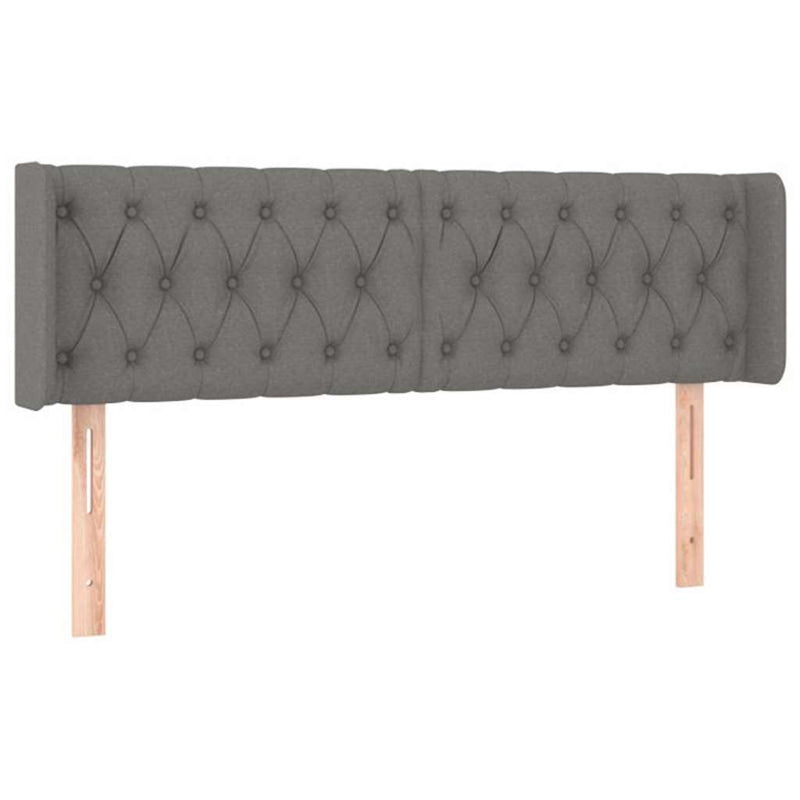 Tăblie de pat cu LED, gri închis, 147x16x78/88 cm, textil