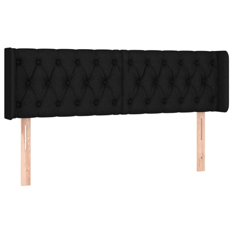 Tăblie de pat cu LED, negru, 163x16x78/88 cm, textil