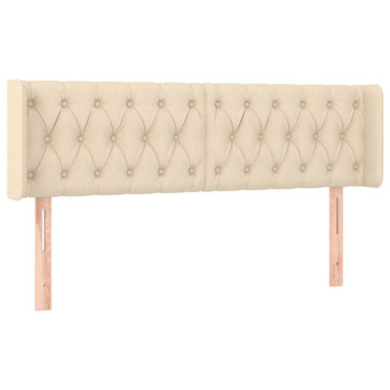 Tăblie de pat cu LED, crem, 163x16x78/88 cm, textil