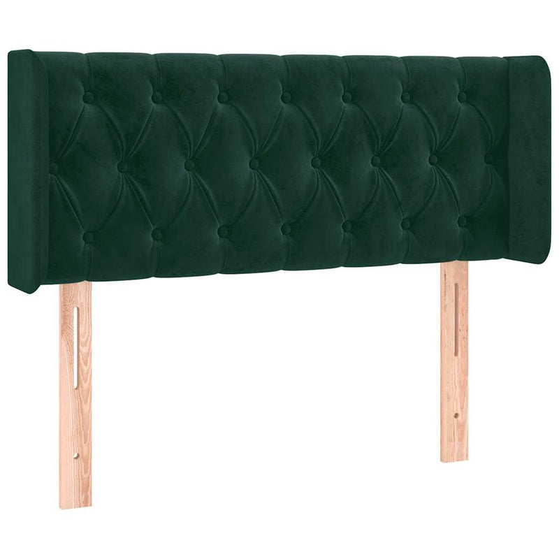 Tăblie de pat cu LED, verde închis, 93x16x78/88 cm, catifea