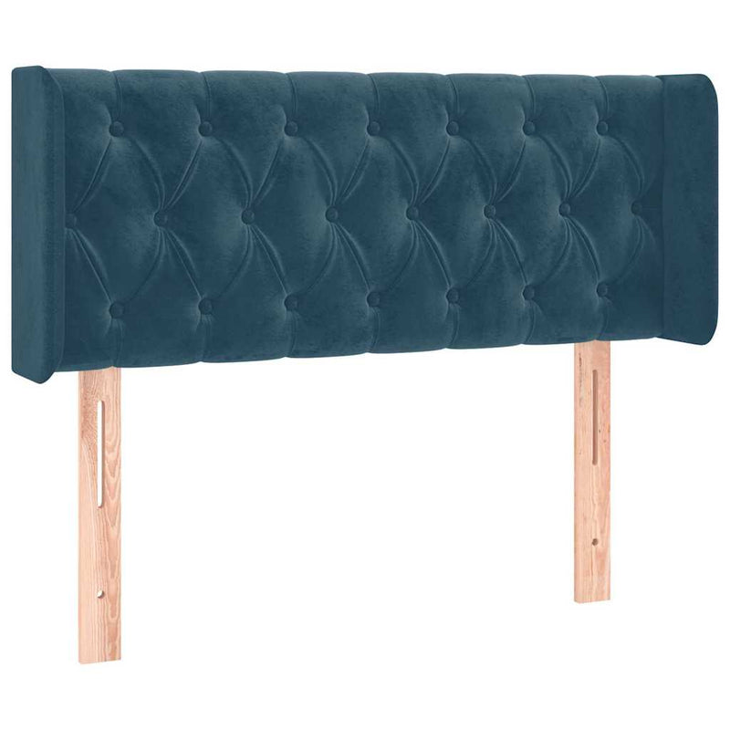 Tăblie de pat cu LED, albastru închis, 103x16x78/88 cm, catifea
