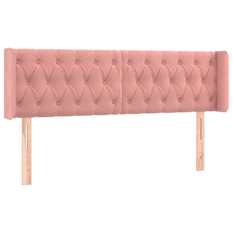 Tăblie de pat cu LED, roz, 147x16x78/88 cm, catifea