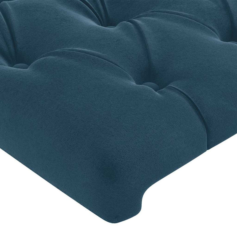 Tăblie de pat cu LED, albastru închis, 183x16x78/88 cm, catifea