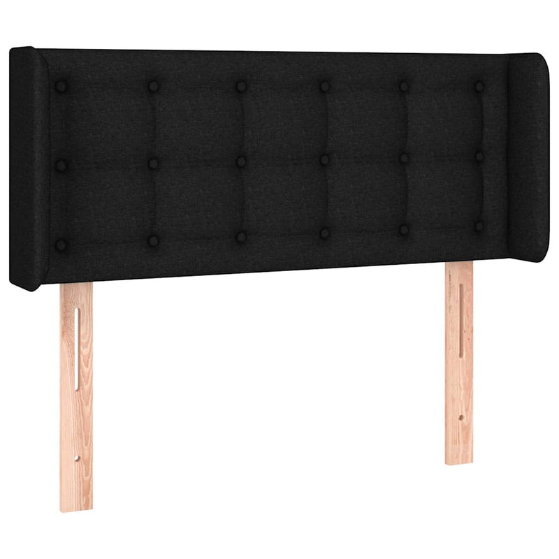 Tăblie de pat cu LED, negru, 103x16x78/88 cm, textil