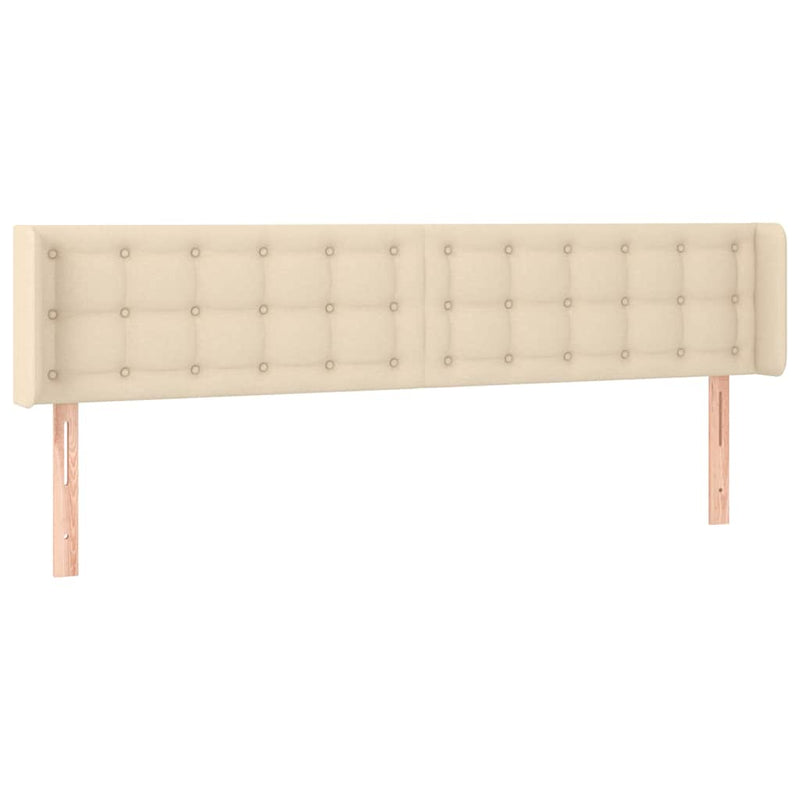 Tăblie de pat cu LED, crem, 183x16x78/88 cm, textil