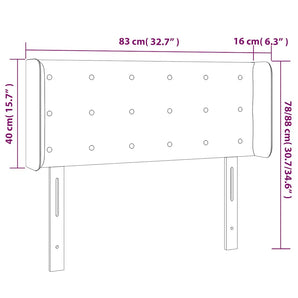 Tăblie de pat cu LED, roz, 83x16x78/88 cm, catifea