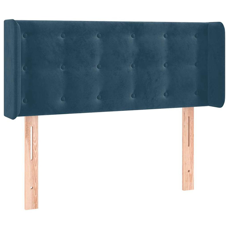 Tăblie de pat cu LED, albastru închis, 93x16x78/88 cm, catifea