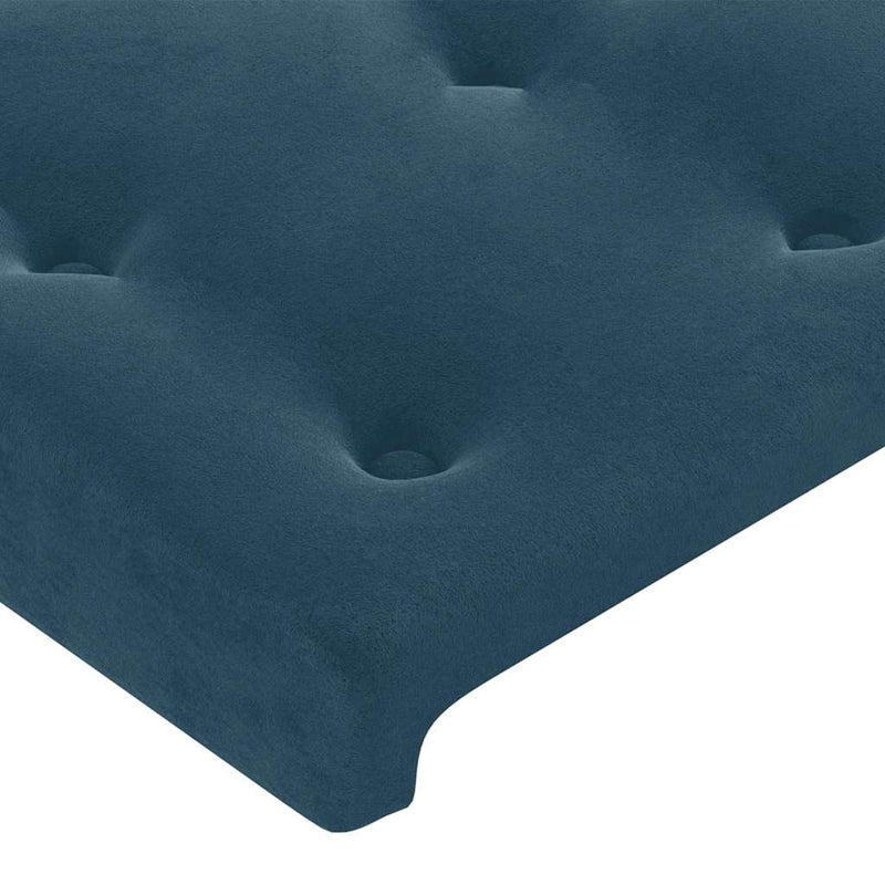 Tăblie de pat cu LED, albastru închis, 93x16x78/88 cm, catifea